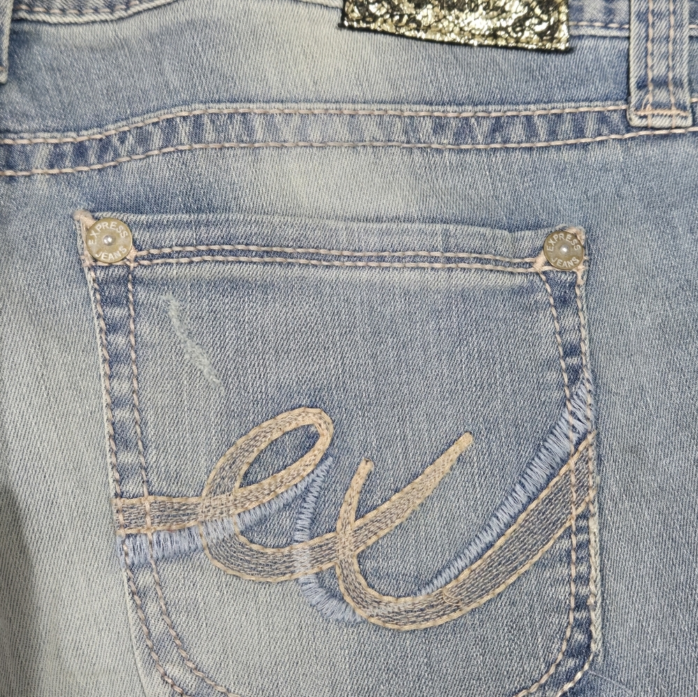 Express Blue Jeans with Cursive Embroidery